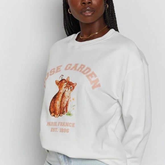 Beginning Boutique White Cat Print Sweater - Picture 8 of 8